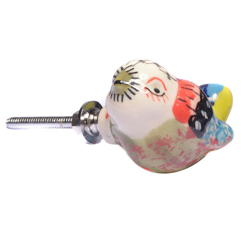 Ceramic Fiesta bird pull-yellow/blue