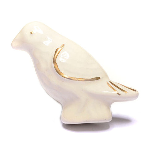 Ceramic Bird pull-ivory