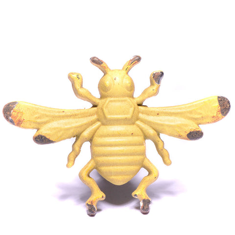 Cast iron bee pull-yellow