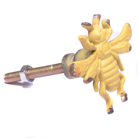 Cast iron bee pull-yellow