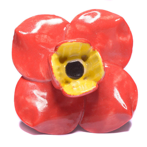 Ceramic red/yellow flower pull