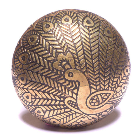 Brass embossed peacock pull