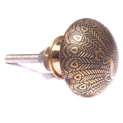 Brass embossed peacock pull