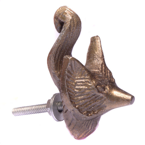 Brass look fox head pull