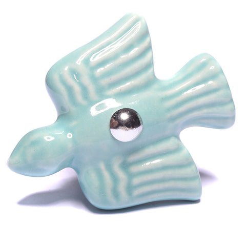Ceramic flat bird pull-blue