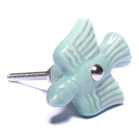 Ceramic flat bird pull-blue