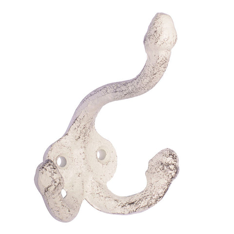 Small cast iron triple hook-white