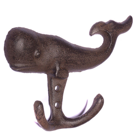 Cast Iron whale double hook-brown