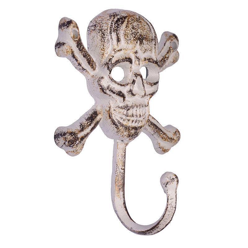 Cast iron skull hook-white - Main Image