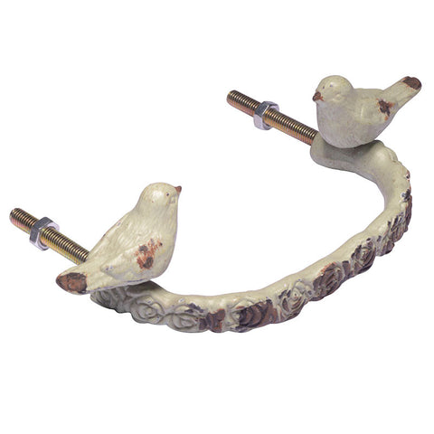 Cast iron birds and roses handle