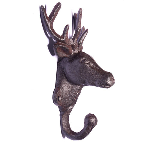 Cast iron stag head hook-black