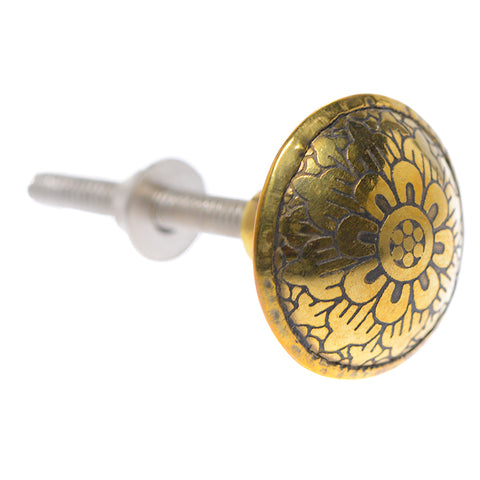 Brass embossed floral pull