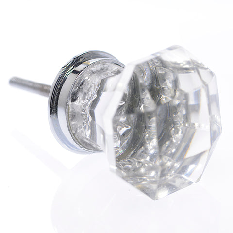 Octagonal glass pull with chrome backing- Large