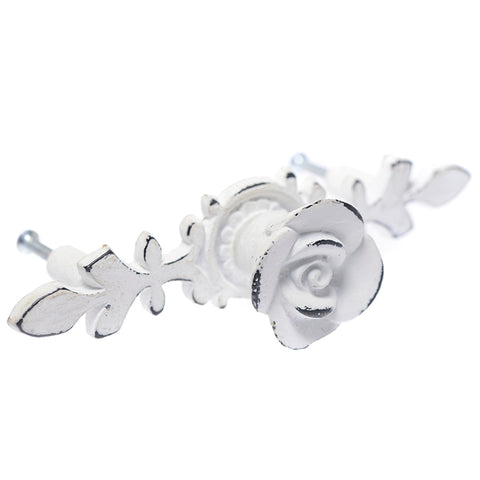 Iron rose handle distressed- white