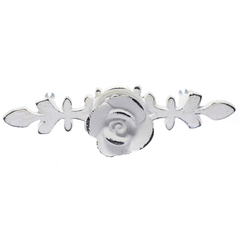 Iron rose handle distressed- white
