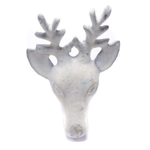 Cast iron deer head pull- white