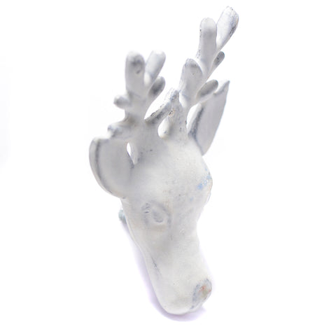 Cast iron deer head pull- white