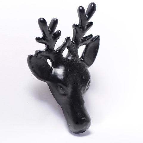 Cast iron deer head pull- black