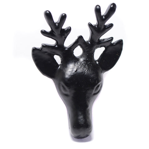 Cast iron deer head pull- black