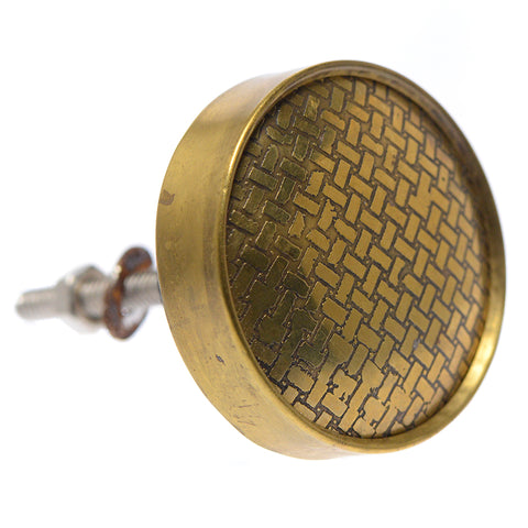 Brass pull with weave pattern