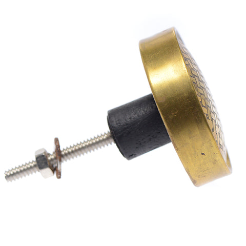 Brass pull with weave pattern