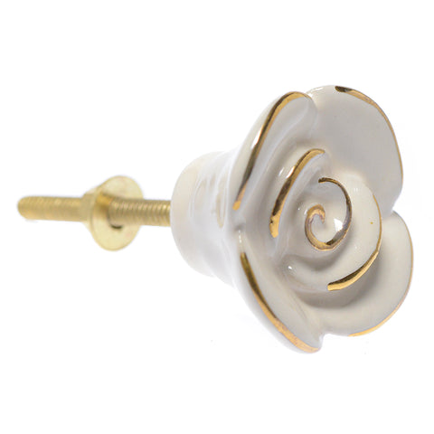 Retro ceramic rose pull-ivory