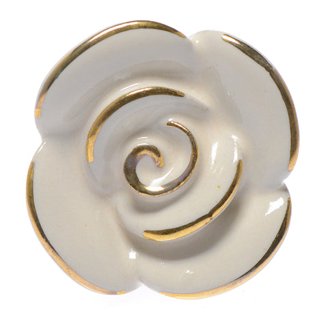 Retro ceramic rose pull-ivory