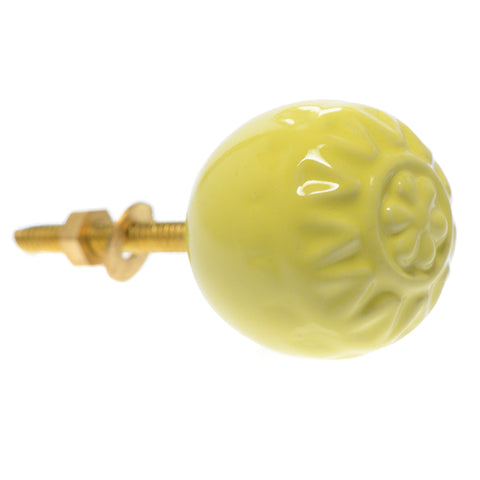 Round ceramic embossed pull-yellow