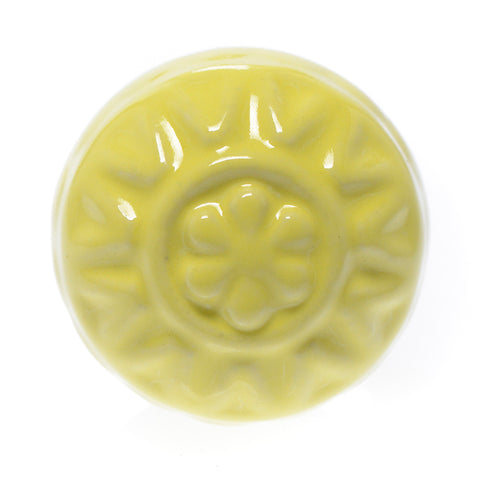 Round ceramic embossed pull-yellow