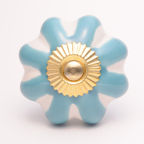 Ceramic pumpkin pull-blue stripe