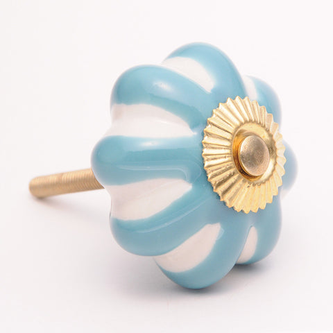 Ceramic pumpkin pull-blue stripe