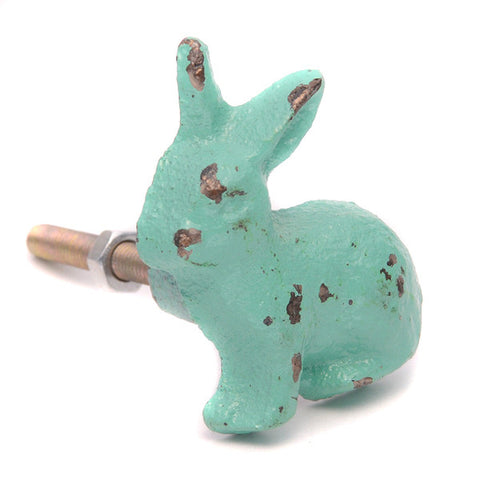 Cast iron rabbit pull- Teal
