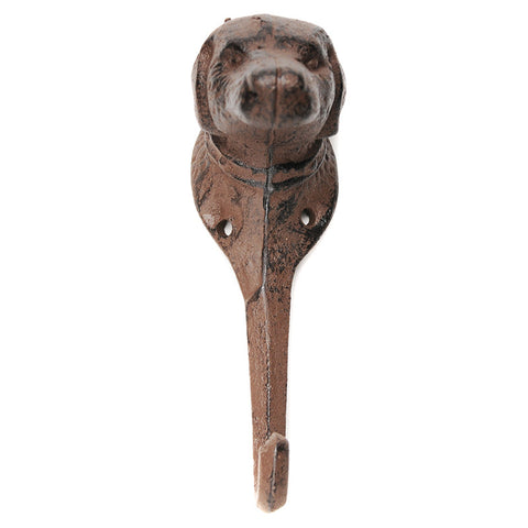 Cast iron dog head hook- brown
