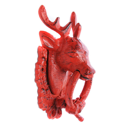 Stag head door knocker-red