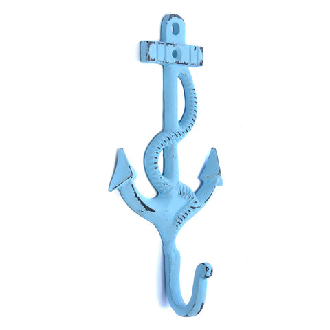 Cast iron anchor and rope hook-blue