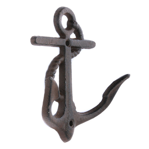 Cast iron rope & anchor hook-brown
