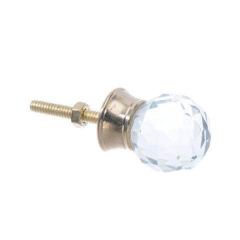 Glass round faceted pull w/brass base