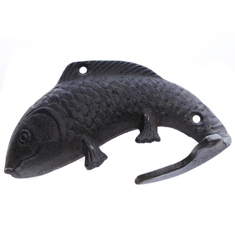 Large cast iron fish hook w/curved tail
