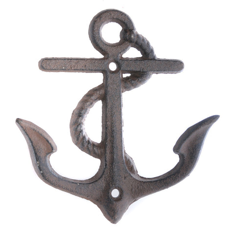 Cast iron rope & anchor hook-brown
