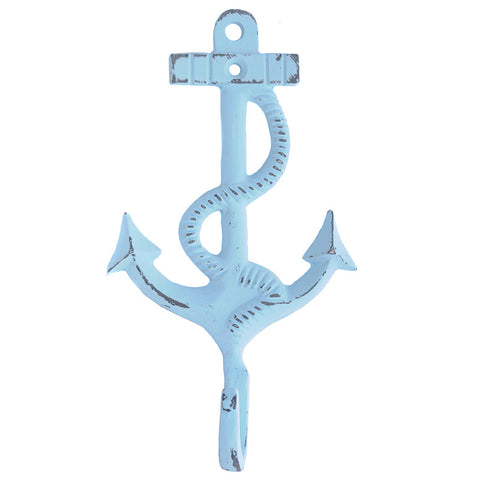 Cast iron anchor and rope hook-blue
