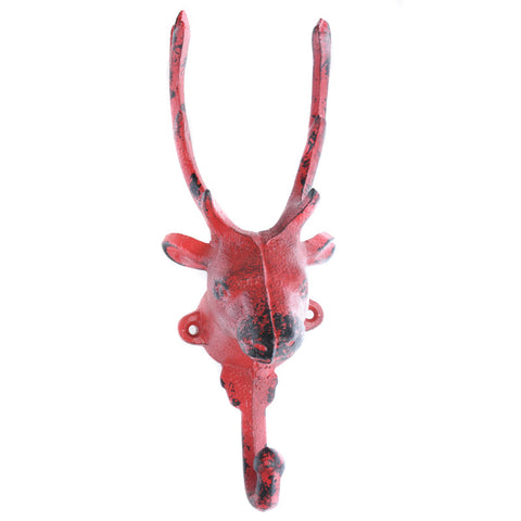 Cast iron reindeer hook-red