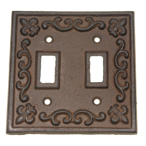 Double Fleur-de-Lis switch cover-brown