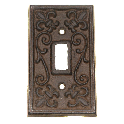 Fleur-de-Lis single switch cover-brown