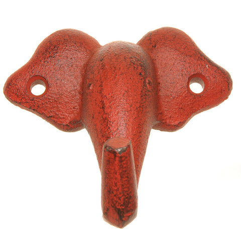 Cast iron plain elephant hook-red
