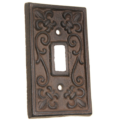 Fleur-de-Lis single switch cover-brown