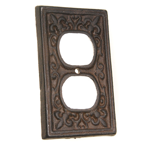 Fleur-de-lis outlet cover-brown
