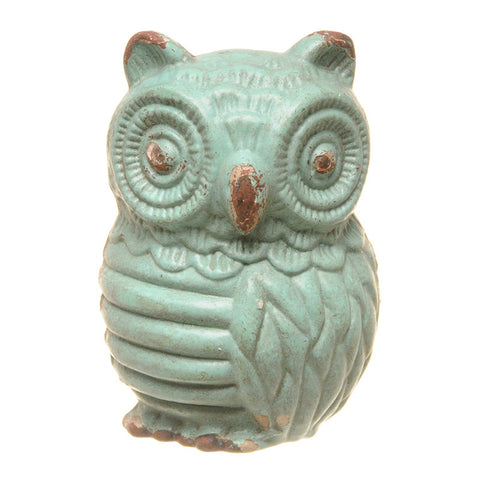 Cast iron owl pull-teal green