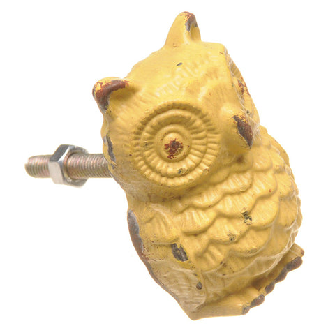 Cast iron owl pull-yellow