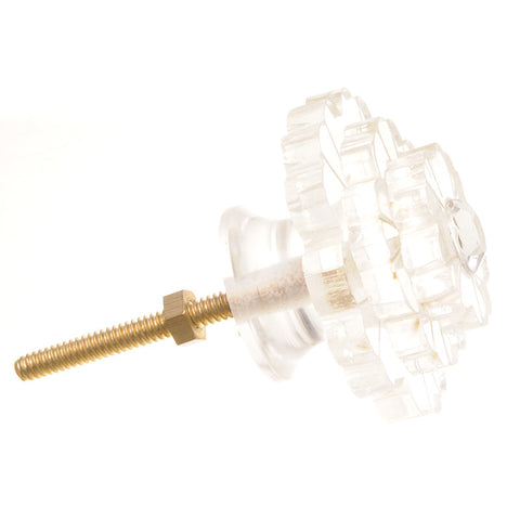Acrylic 3 tiered flower shaped pull w/etching-clear