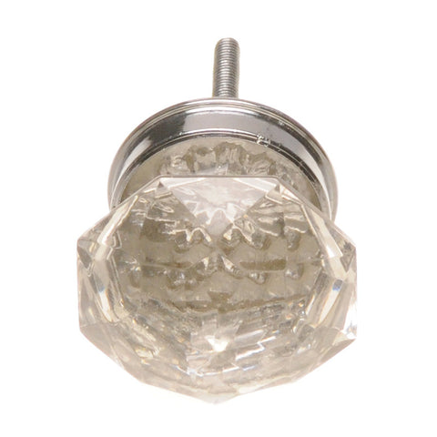 Octagonal glass pull with chrome backing- Small